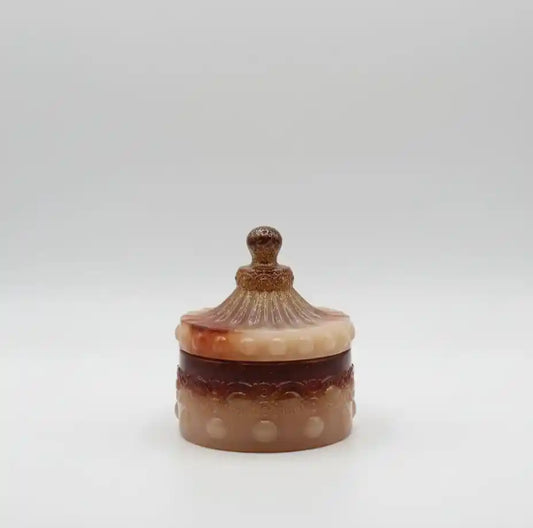 Handmade Resin Decorative Jar with Lid – Amber Vintage Trinket Box, Jewelry Holder & Home Décor Gift for Her
