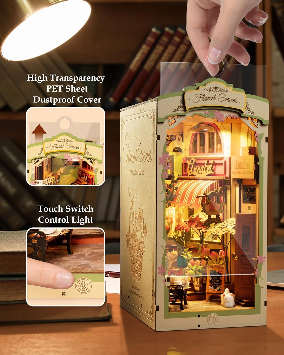 Rolife Floral Corner DIY Book Nook Shelf Insert Kit 3D Wooden Dollhouse For Gift TGB09 - URBAN METRO