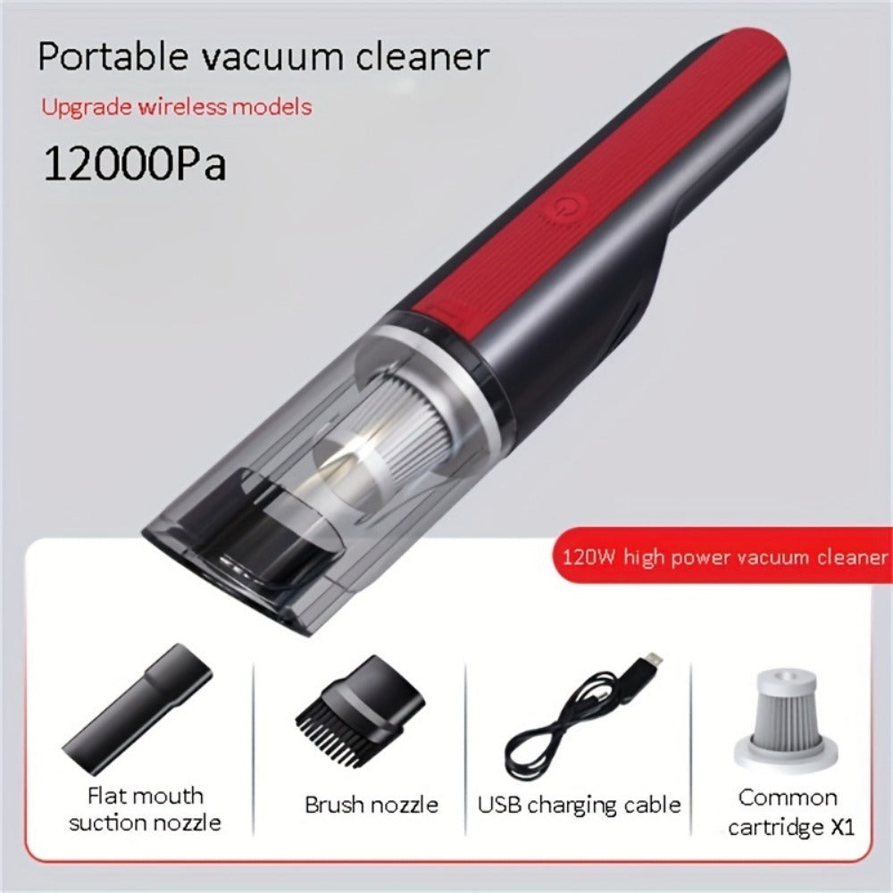Wireless Red Car Vacuum Cleaner Wireless Car With Strong Suction Handheld Vacuum Cleaner Small Mini Rechargeable Home Vacuum Cleaner - URBAN METRO