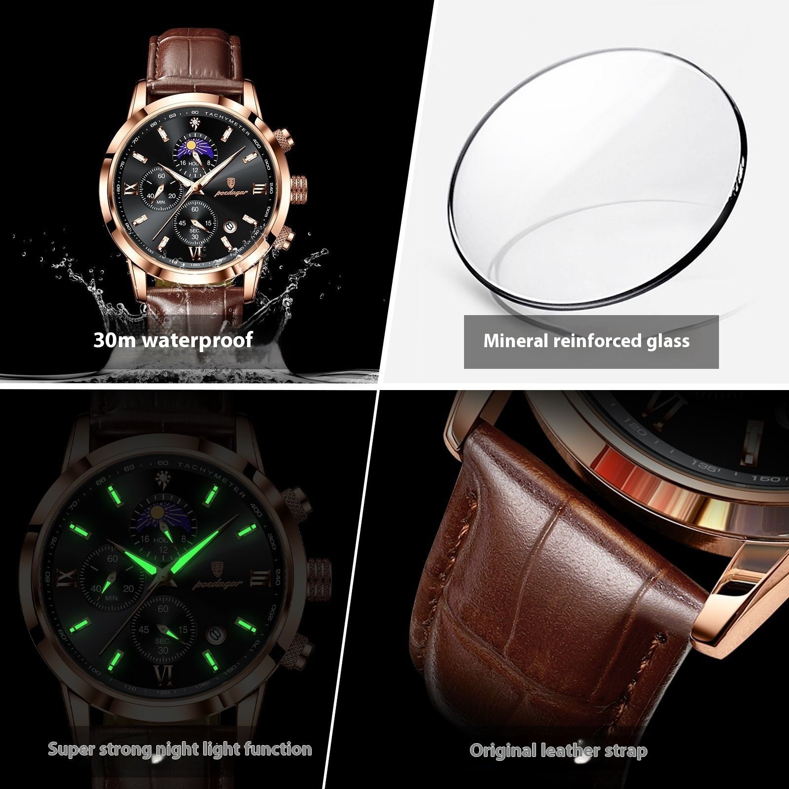 Multi-Function Sports Timing Moon Phase Men's Watch - URBAN METRO