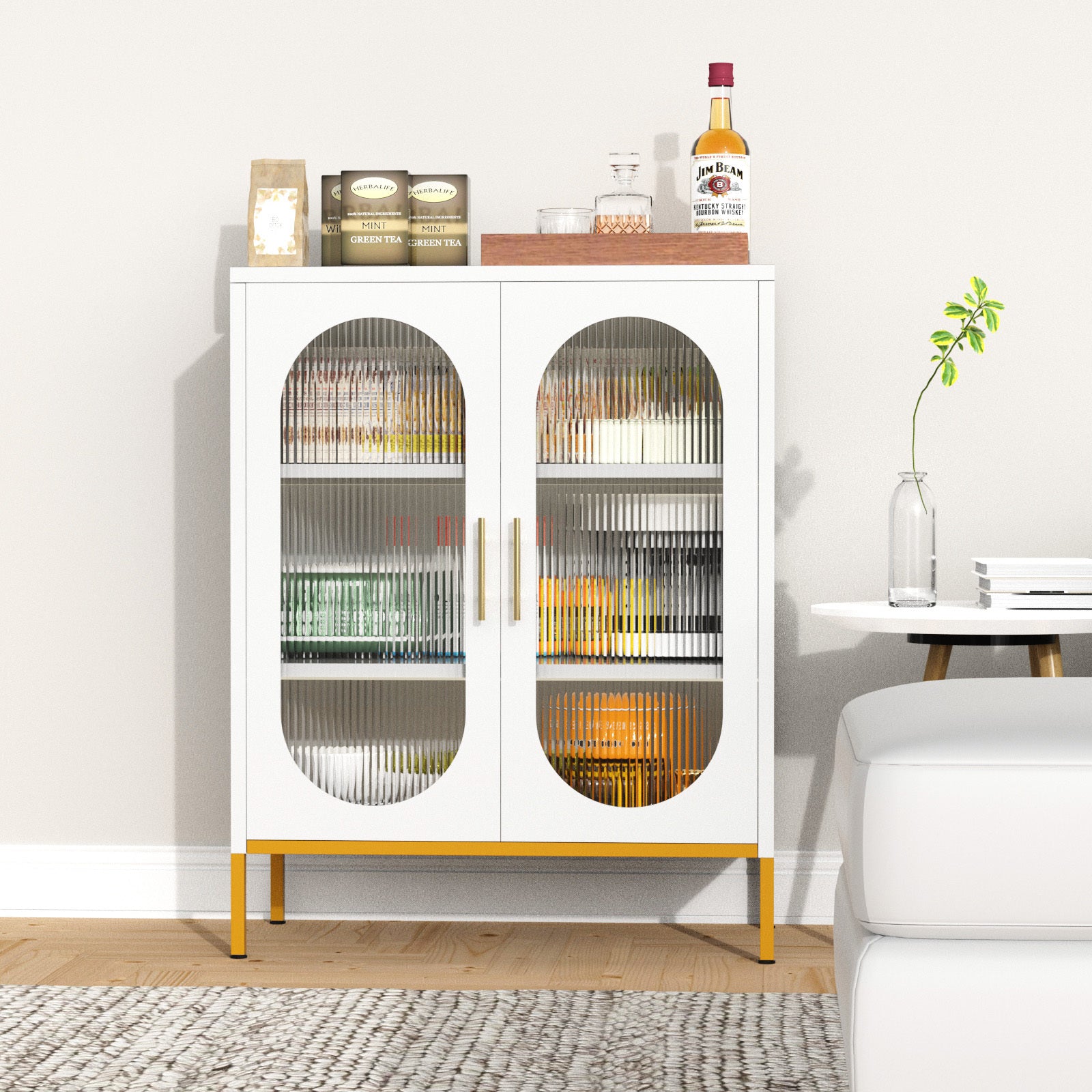 Fluted Glass 2-Door Cabinet - URBAN METRO