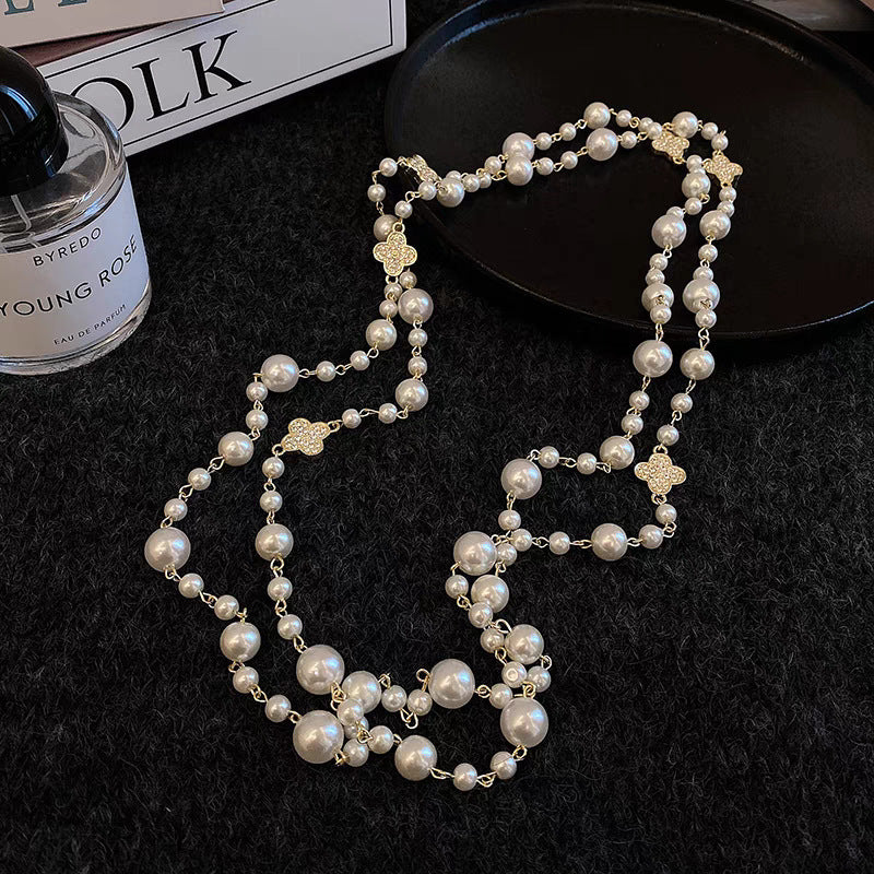 Retro Multi-layer Pearls Necklace Fashion Long Sweater Chain Versatile Accessories For Women - URBAN METRO