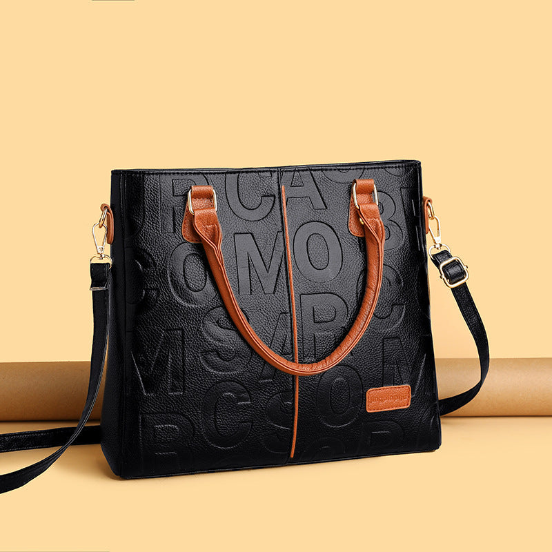 Women's Large Capacity Leather Printing Shoulder Bag - URBAN METRO