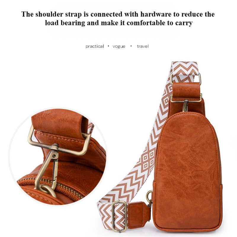 Women Chest Bag Sling Bag, Guitar Strap Small Crossbody PU Leather Satchel Daypack - URBAN METRO