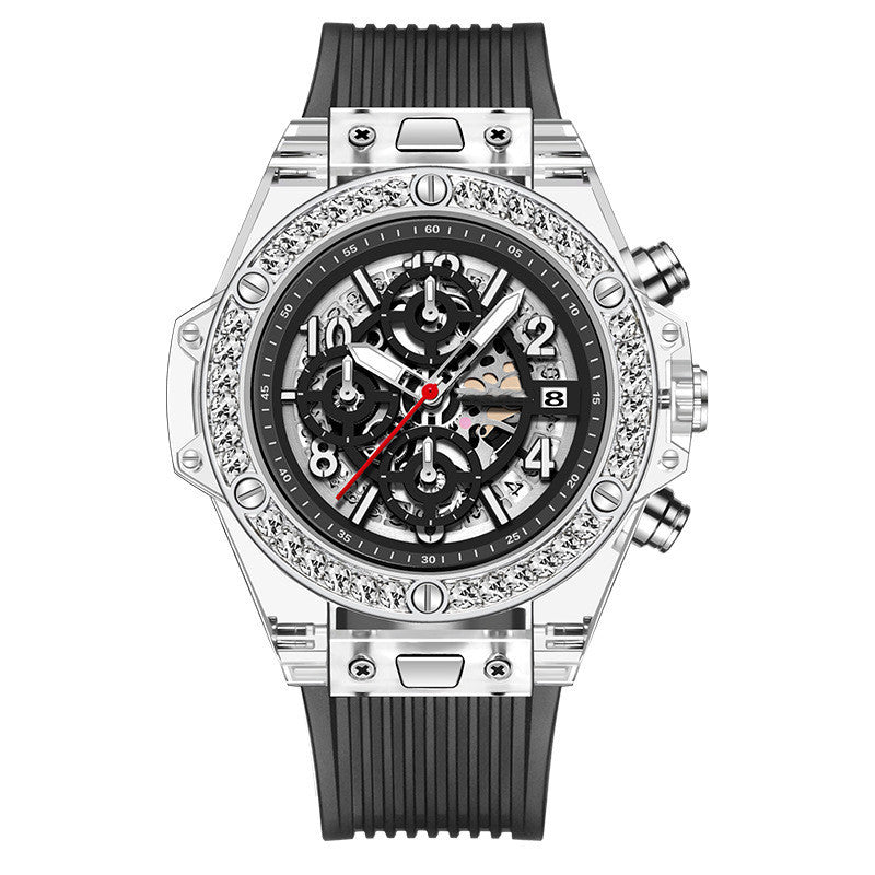 Diamond Inlaid Transparent Quartz Watch Waterproof - URBAN METRO