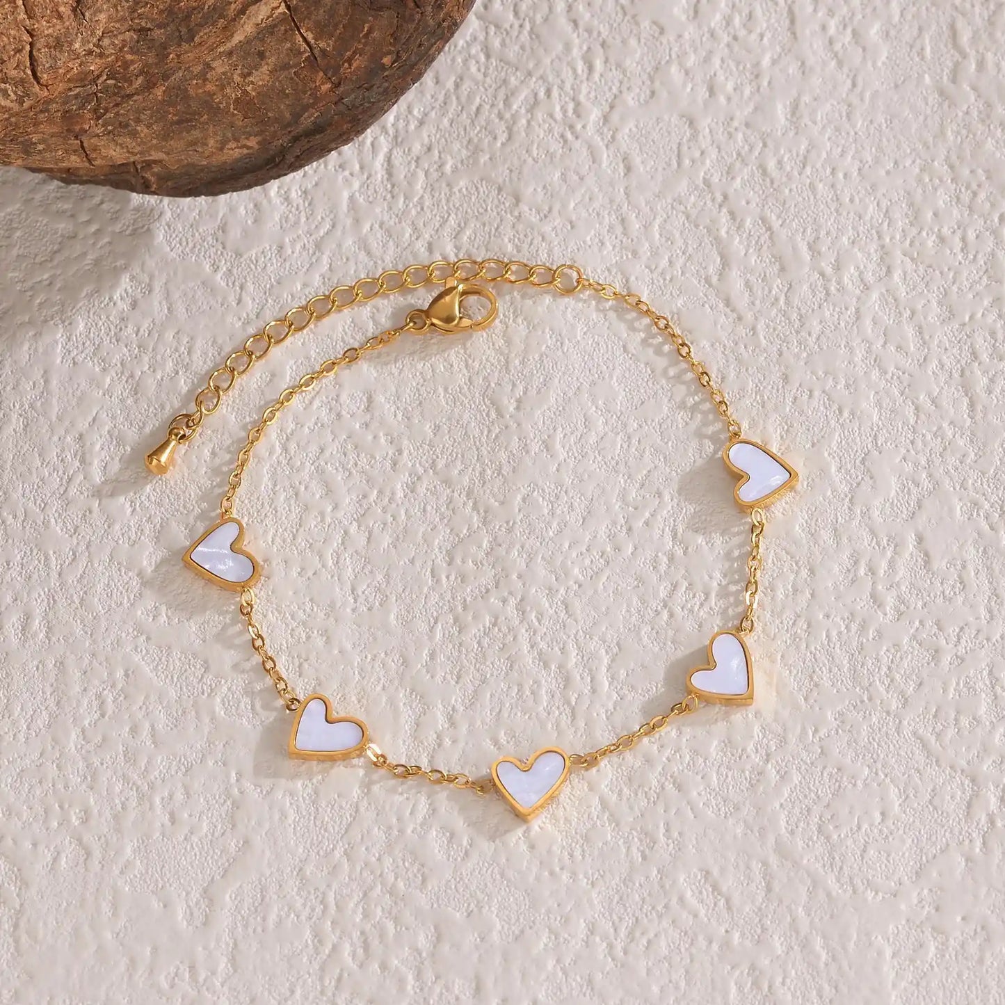 Silver heart link bracelet gift for her