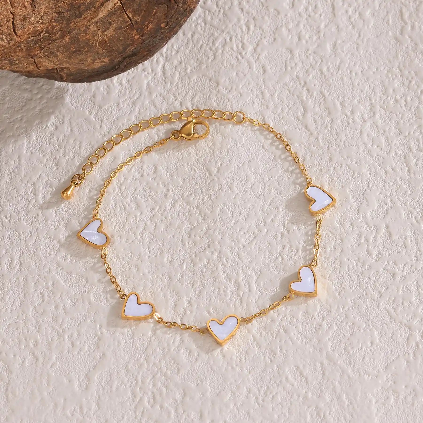 Silver heart link bracelet gift for her