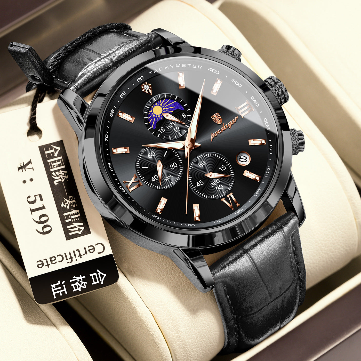 Multi-Function Sports Timing Moon Phase Men's Watch - URBAN METRO