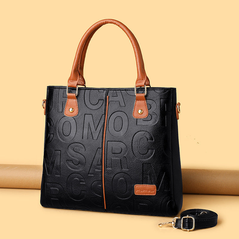 Women's Large Capacity Leather Printing Shoulder Bag - URBAN METRO