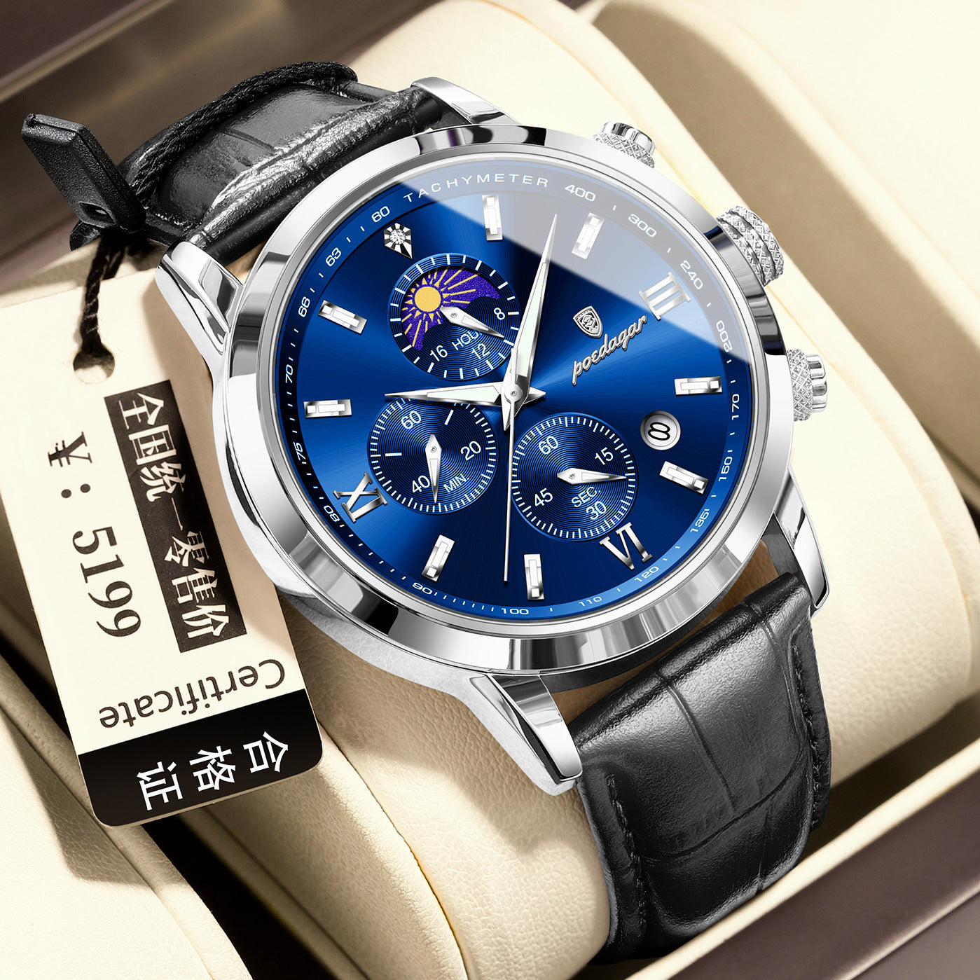 Multi-Function Sports Timing Moon Phase Men's Watch - URBAN METRO