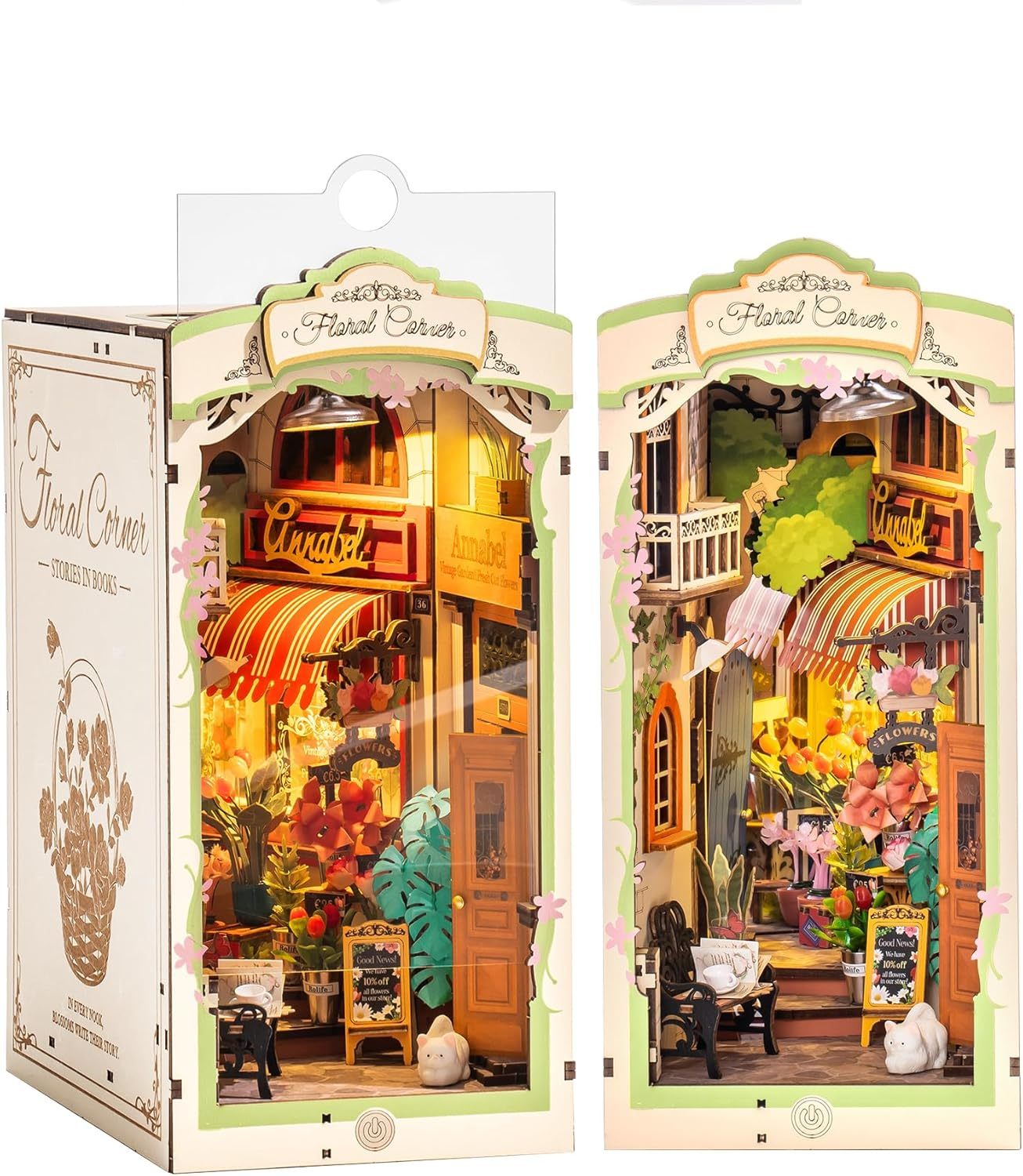 Rolife Floral Corner DIY Book Nook Shelf Insert Kit 3D Wooden Dollhouse For Gift TGB09 - URBAN METRO