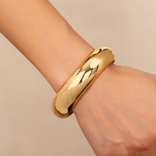 1pcs Fashionable And Personalized Smooth Copper Plated 18k Bracelet, Suitable For Daily Wear During Festivals And Gatherings - URBAN METRO