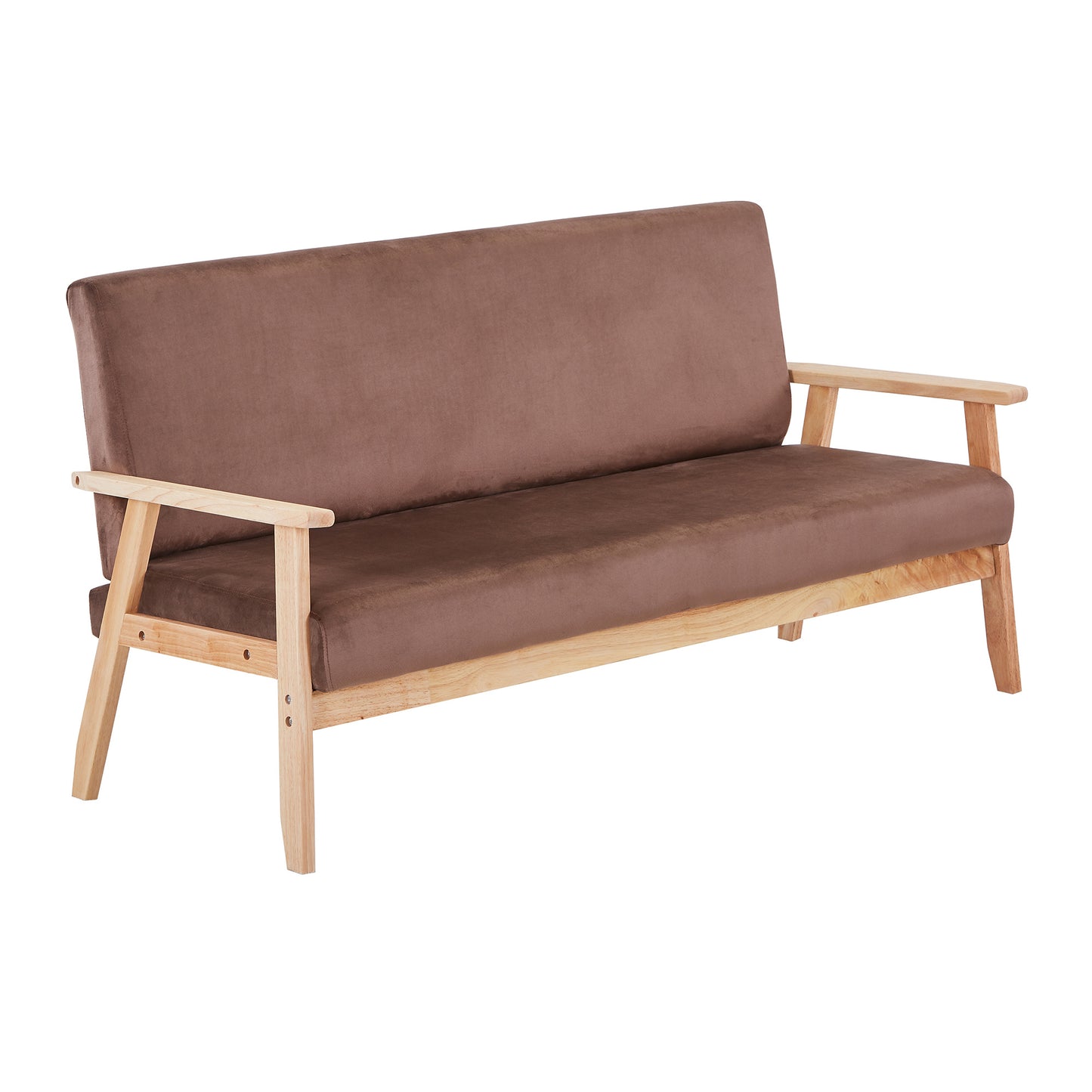 Modern Velvet Loveseat Sofa With Wooden Arms Office Couch 2-3 Seat - URBAN METRO