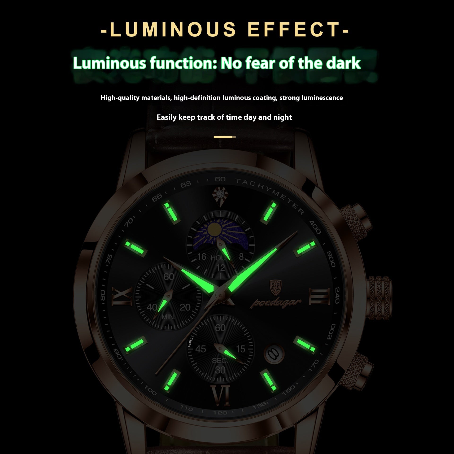 Multi-Function Sports Timing Moon Phase Men's Watch - URBAN METRO