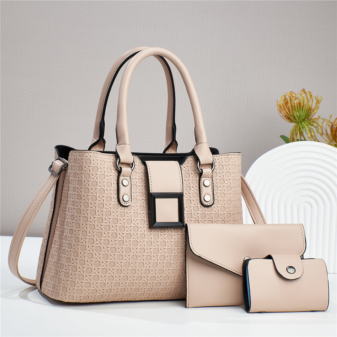 Three-piece Textured Large Capacity Women's One Shoulder Crossbody Bag - URBAN METRO