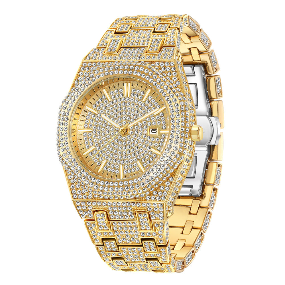 European Hip Hop Full Diamond Arabic Scale Niche Quartz Men's Watch - URBAN METRO