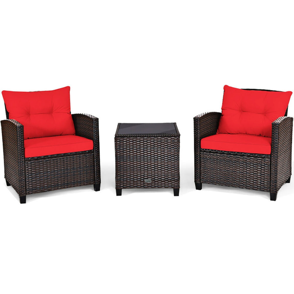 3 Pieces Rattan Patio Furniture Set With Washable Cushion - URBAN METRO