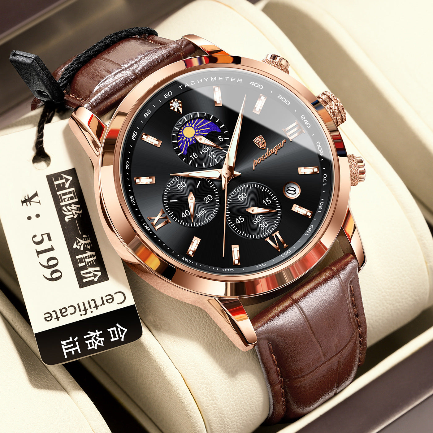 Multi-Function Sports Timing Moon Phase Men's Watch - URBAN METRO