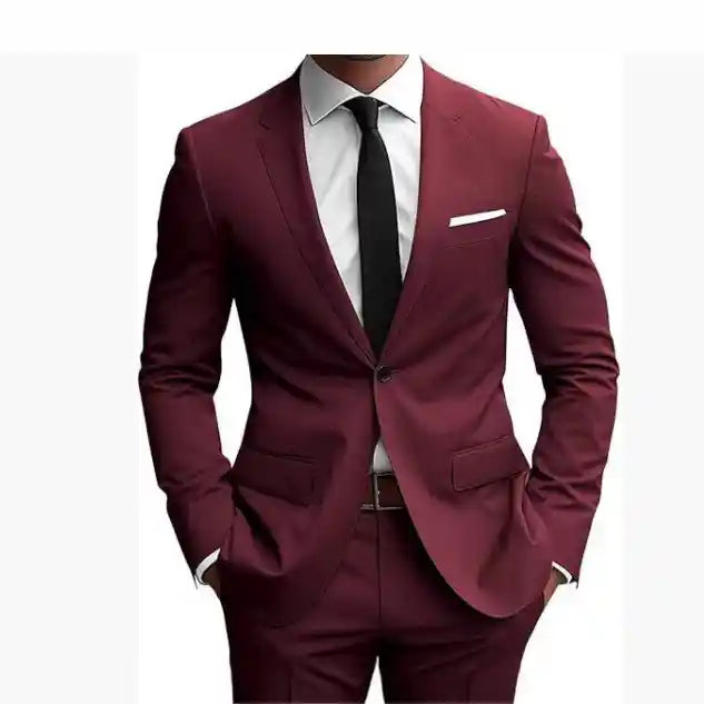 Modern two-piece navy wedding dinner suit jacket for groom