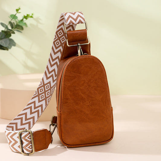 Women Chest Bag Sling Bag, Guitar Strap Small Crossbody PU Leather Satchel Daypack - URBAN METRO