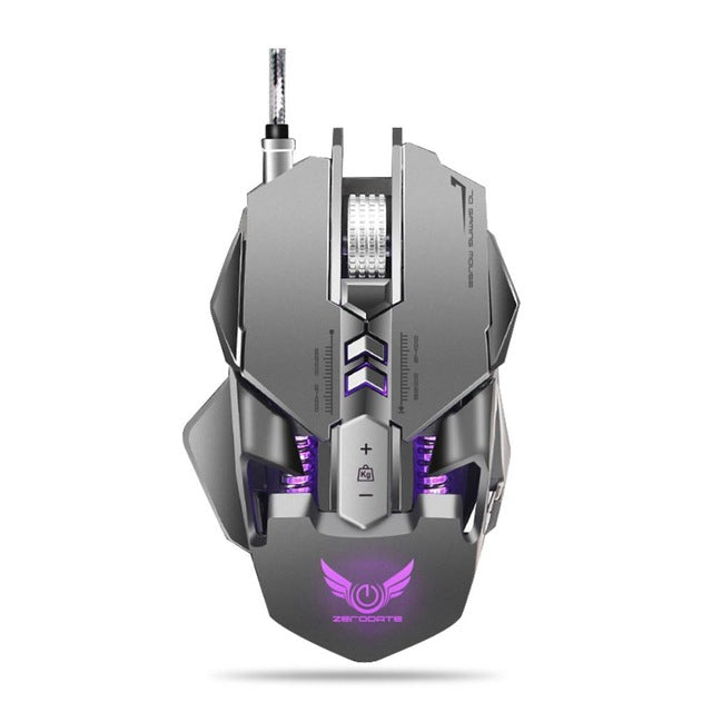 Gaming mouse with purple accents 