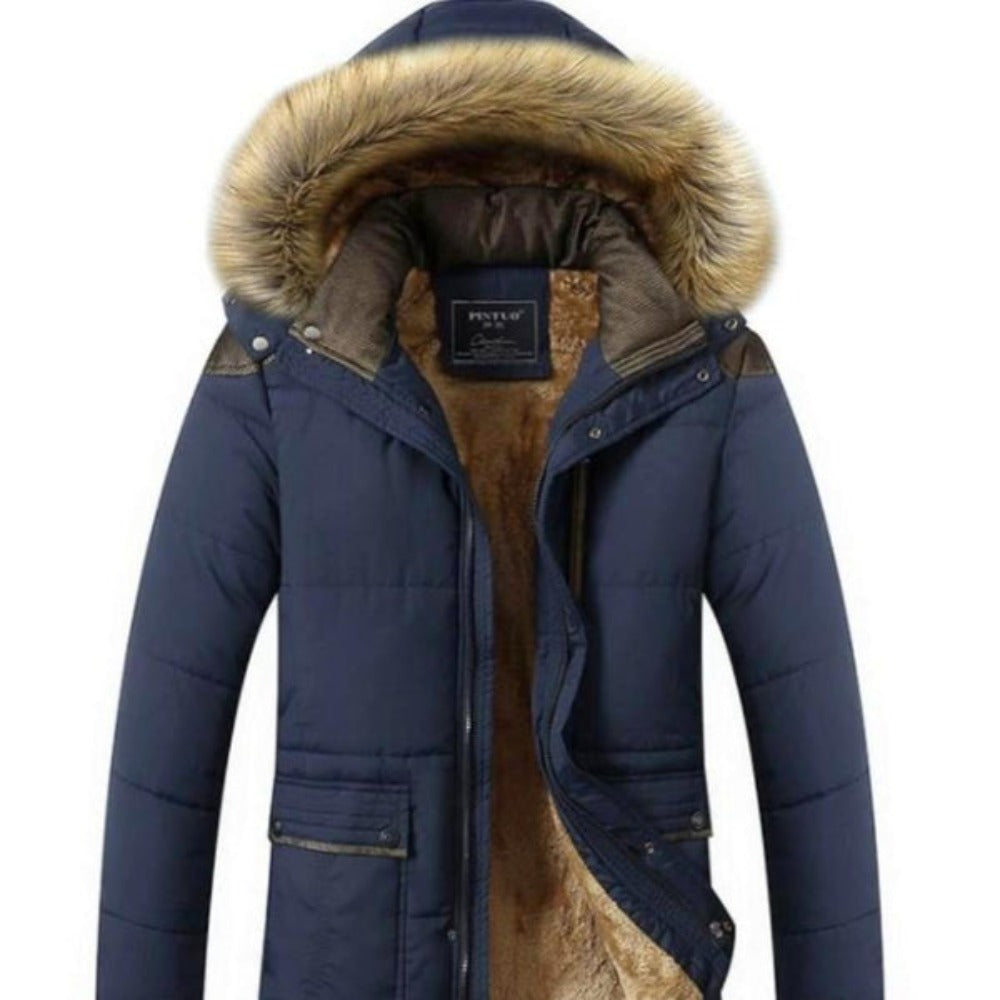 Men Hooded Winter Coat-with fur-lined hood and interior. - URBAN METRO