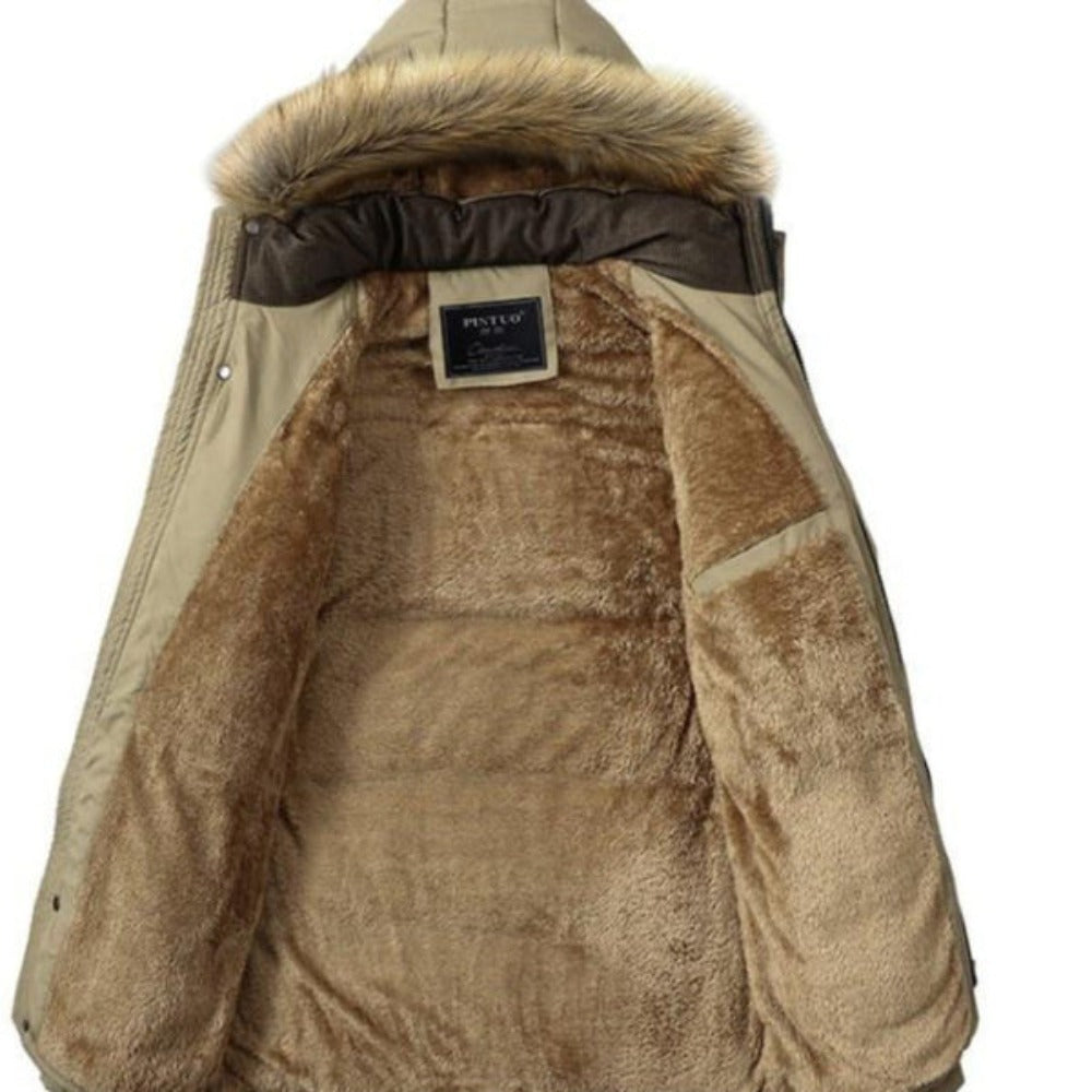 Men Hooded Winter Coat-with fur-lined hood and interior. - URBAN METRO